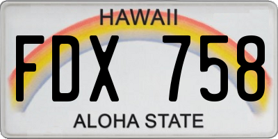 HI license plate FDX758