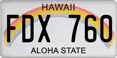 HI license plate FDX760