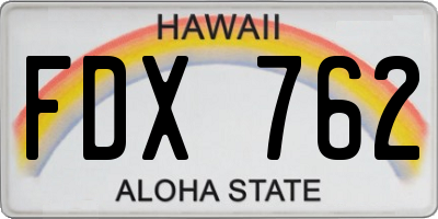 HI license plate FDX762