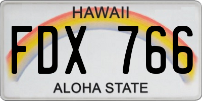 HI license plate FDX766