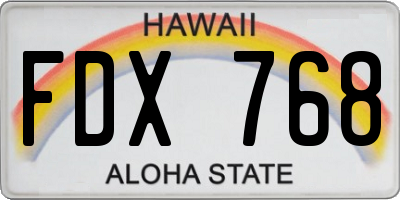 HI license plate FDX768
