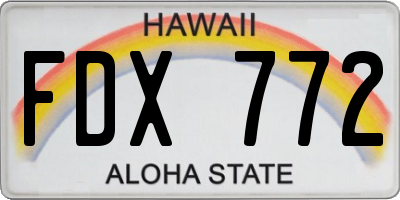 HI license plate FDX772