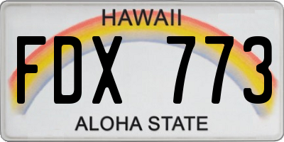 HI license plate FDX773
