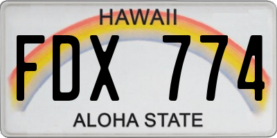 HI license plate FDX774