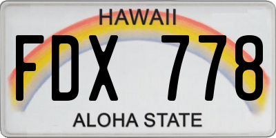 HI license plate FDX778