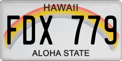 HI license plate FDX779