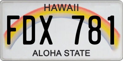 HI license plate FDX781