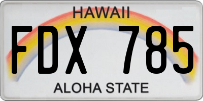 HI license plate FDX785