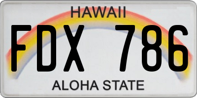 HI license plate FDX786