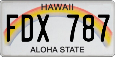 HI license plate FDX787