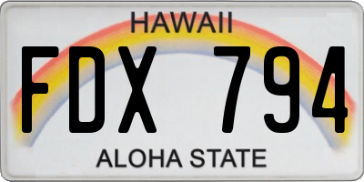 HI license plate FDX794