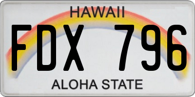 HI license plate FDX796