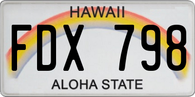 HI license plate FDX798