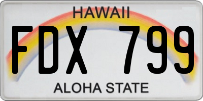HI license plate FDX799