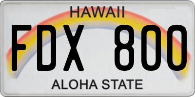 HI license plate FDX800