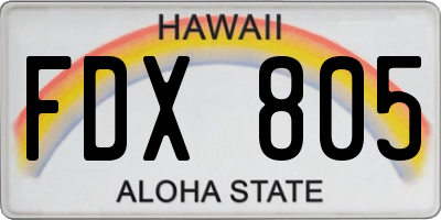 HI license plate FDX805