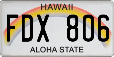 HI license plate FDX806