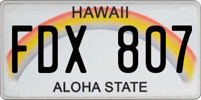 HI license plate FDX807
