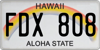 HI license plate FDX808