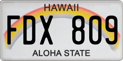 HI license plate FDX809