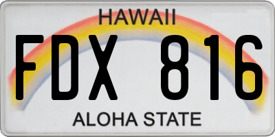 HI license plate FDX816