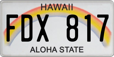 HI license plate FDX817