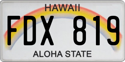 HI license plate FDX819