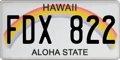 HI license plate FDX822