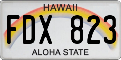 HI license plate FDX823