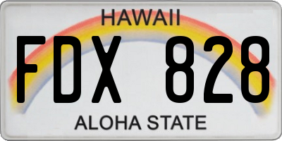 HI license plate FDX828