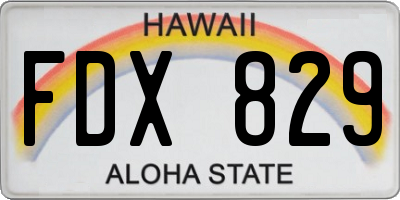 HI license plate FDX829