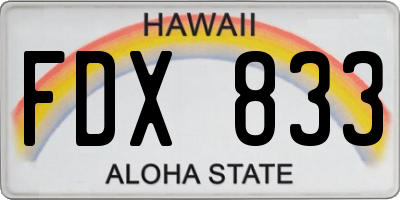 HI license plate FDX833