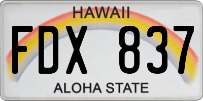 HI license plate FDX837