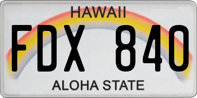 HI license plate FDX840