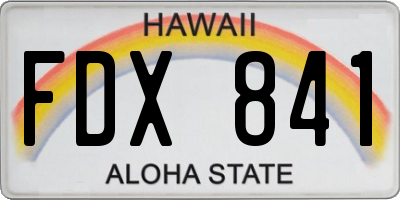 HI license plate FDX841