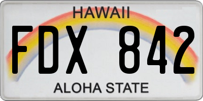 HI license plate FDX842