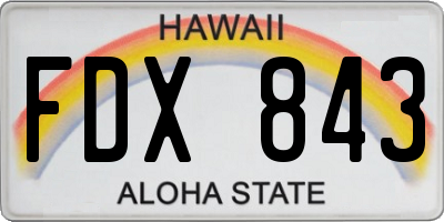 HI license plate FDX843
