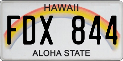 HI license plate FDX844