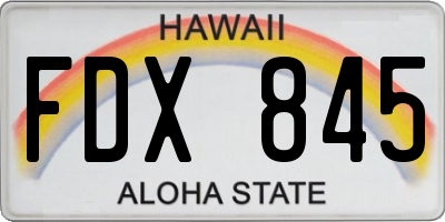 HI license plate FDX845