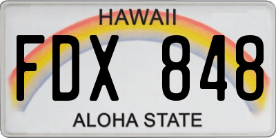 HI license plate FDX848