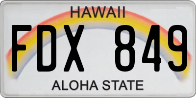 HI license plate FDX849