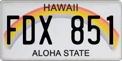 HI license plate FDX851