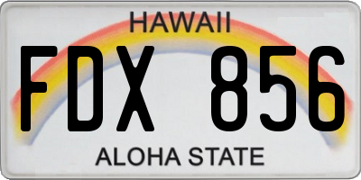 HI license plate FDX856