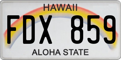 HI license plate FDX859