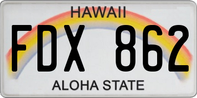 HI license plate FDX862