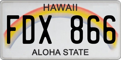 HI license plate FDX866