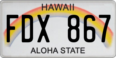 HI license plate FDX867