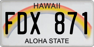 HI license plate FDX871