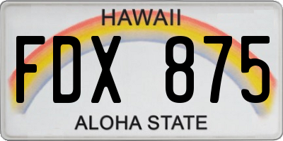 HI license plate FDX875