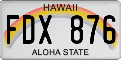 HI license plate FDX876